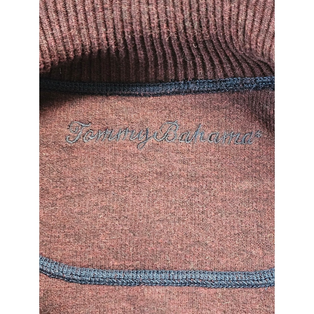 Tommy Bahama Mens Quarter Zip Pullover Navy Blue Contrast Stitch Mock Neck XL - Picture 2 of 6